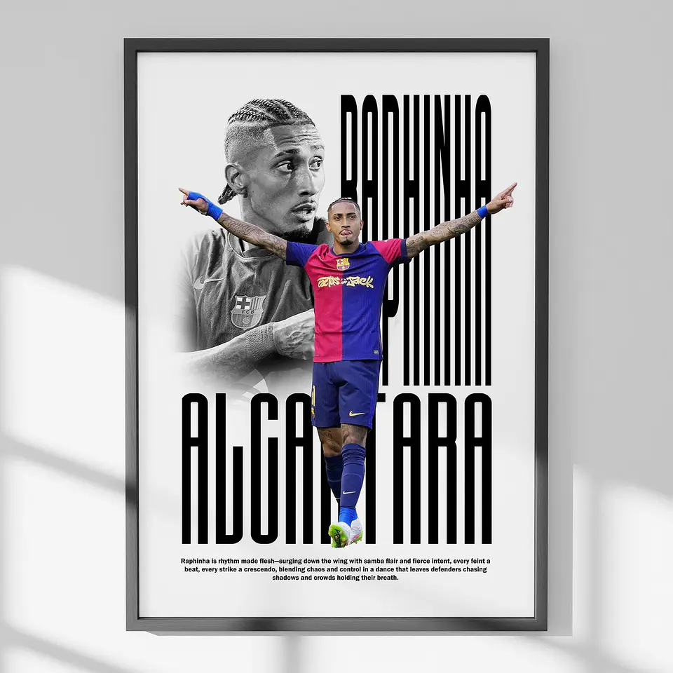 Cuadro De Raphinha Del Fc Barcelona Futbol + Marco 1