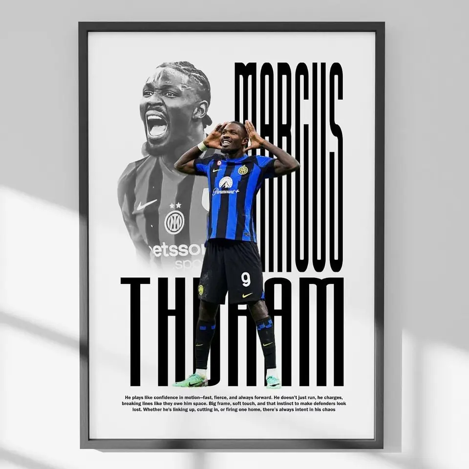 Cuadro De Marcus Thuram Futbol + Marco 1