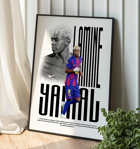 Cuadro De Lamine Yamal Futbol + Marco