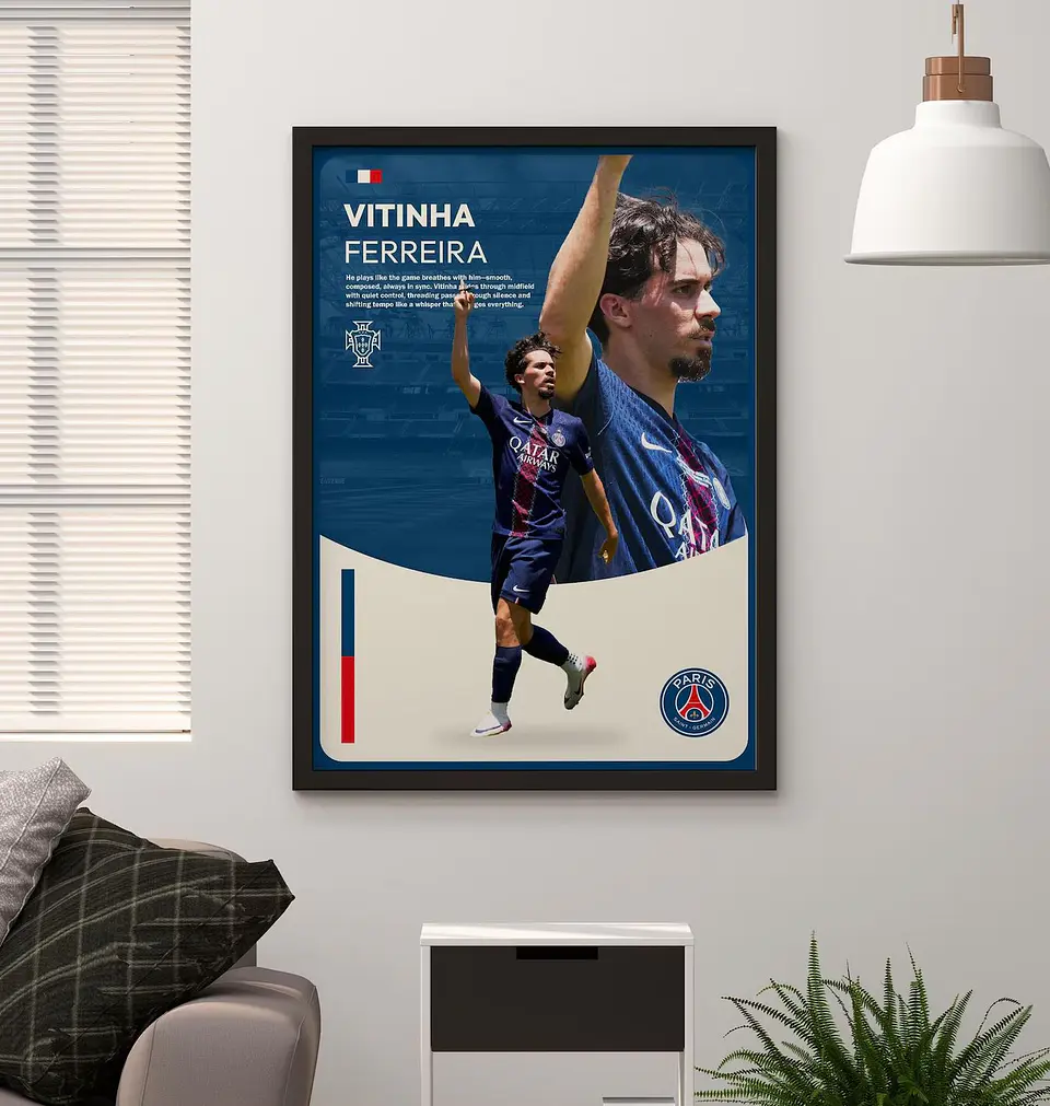 Cuadro De Vitinha Del Psg Futbol + Marco 1