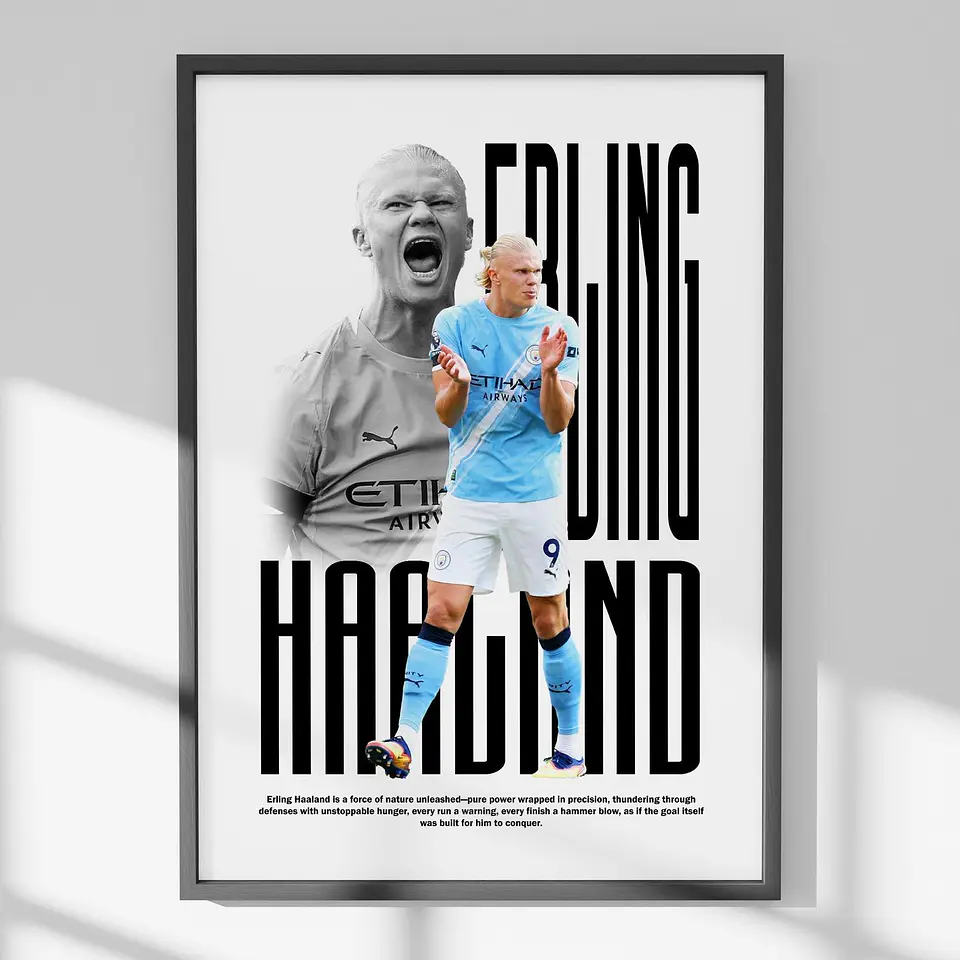 Cuadro De Erling Haaland del Manchester City I Futbol + Marco 1