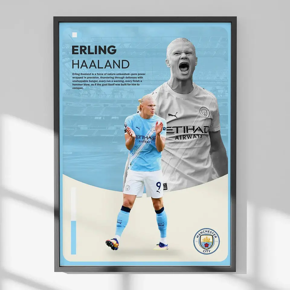 Cuadro De Erling Haaland del Manchester City II Futbol + Marco 1