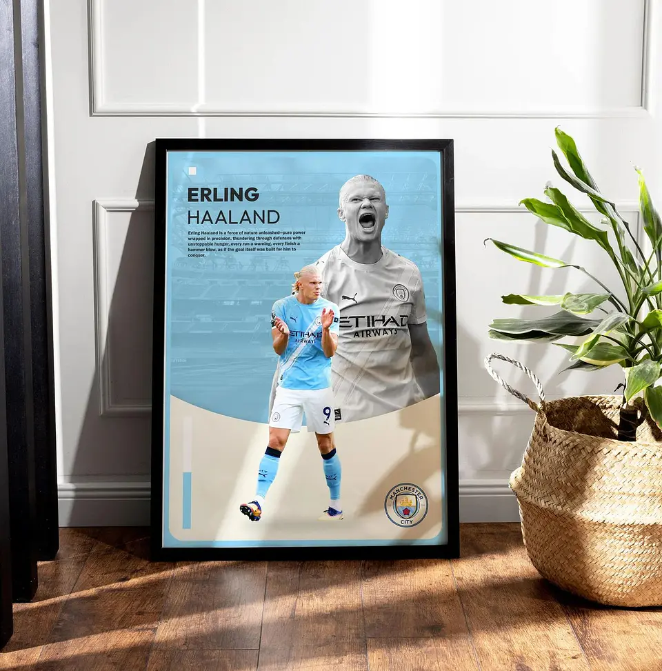 Cuadro De Erling Haaland del Manchester City II Futbol + Marco 2