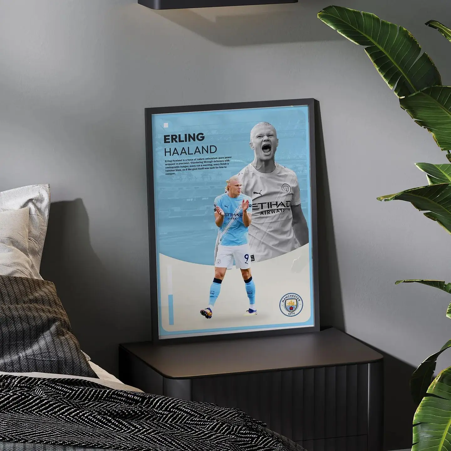 Cuadro De Erling Haaland del Manchester City II Futbol + Marco 3