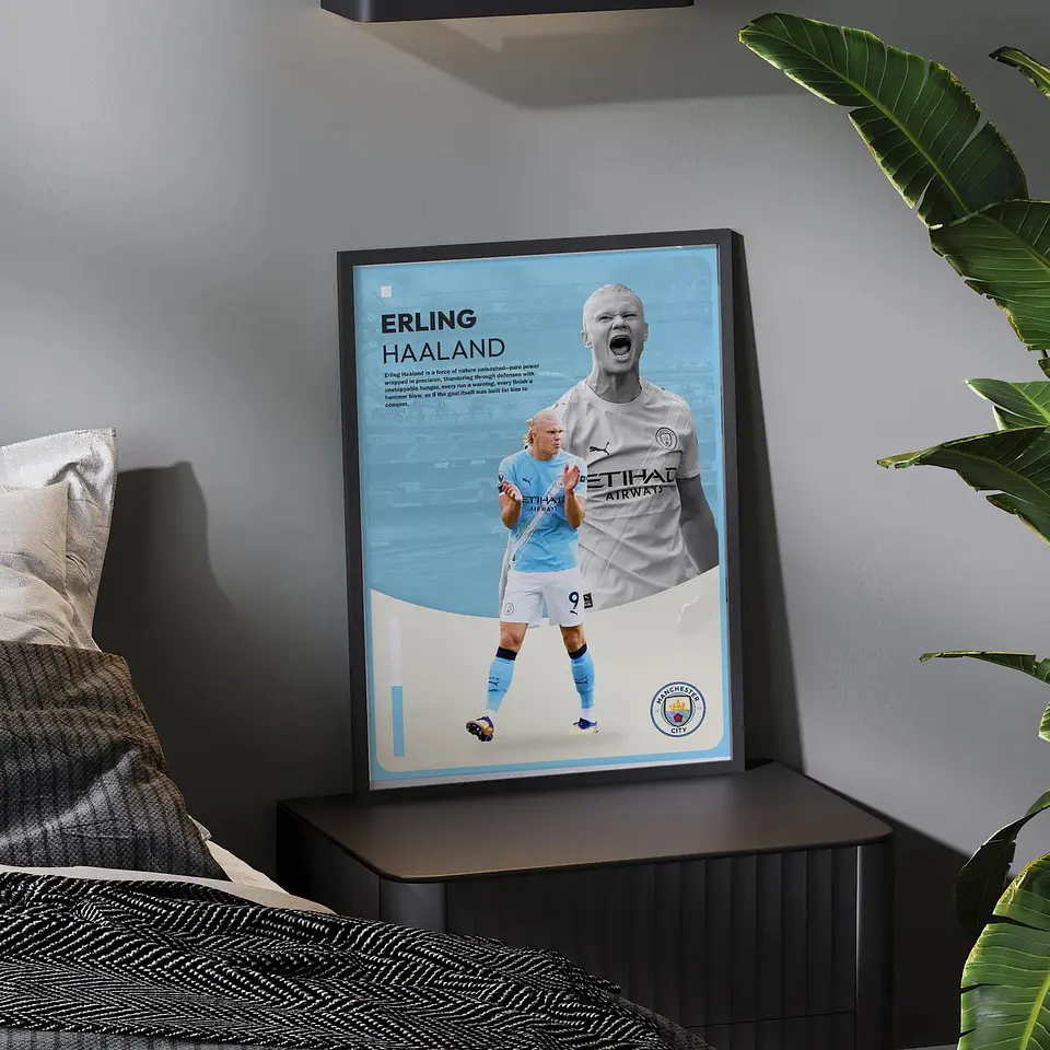 Cuadro De Erling Haaland del Manchester City II Futbol + Marco 3