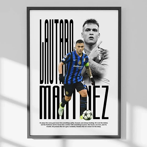 Cuadro De Lautaro Martínez del Inter de Milán Futbol + Marco