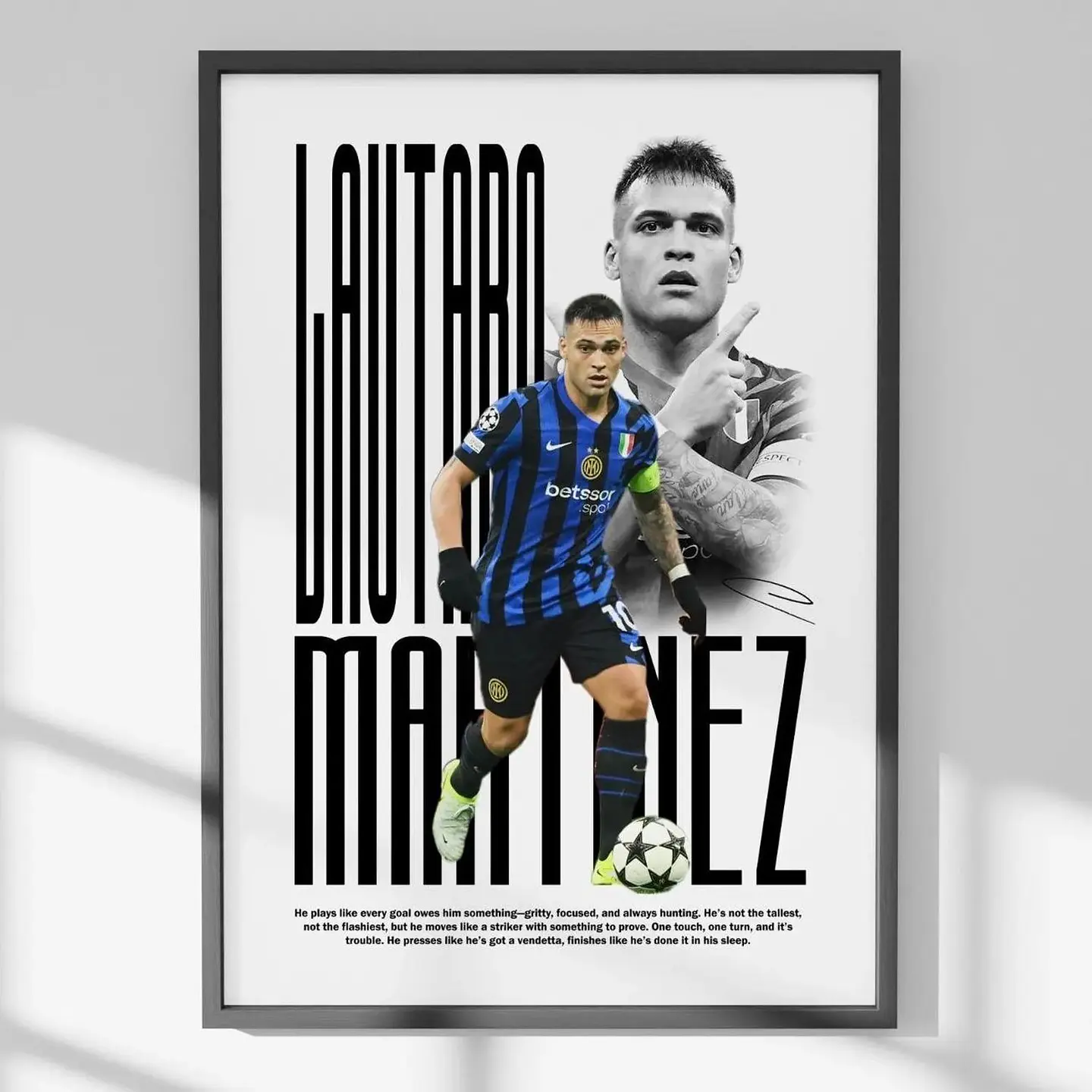 Cuadro De Lautaro Martínez del Inter de Milán Futbol + Marco 1