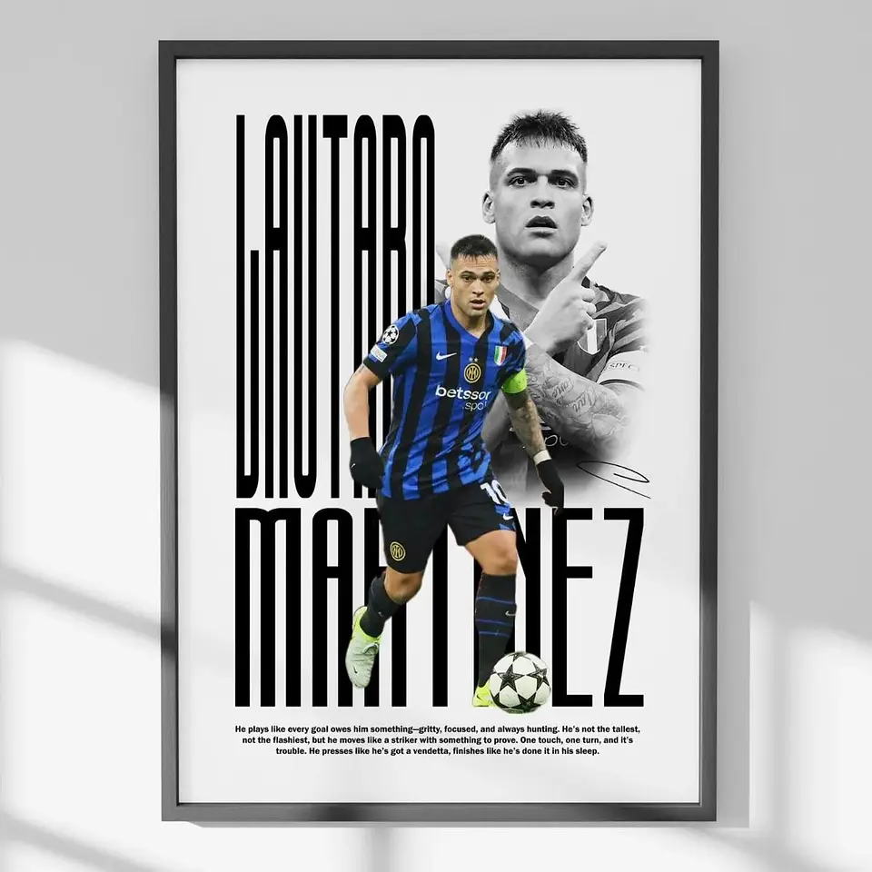 Cuadro De Lautaro Martínez del Inter de Milán Futbol + Marco 1