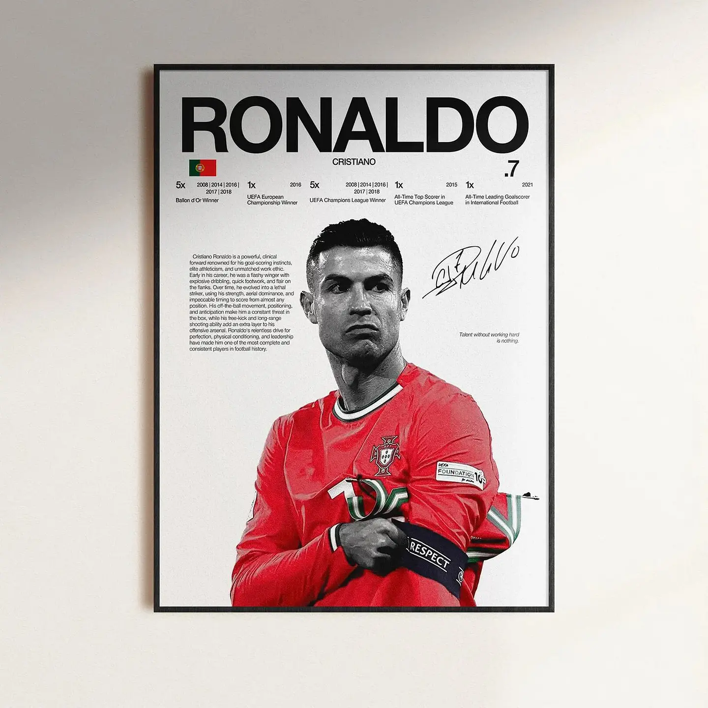 Cuadro Cristiano Ronaldo Futbol + Marco 1