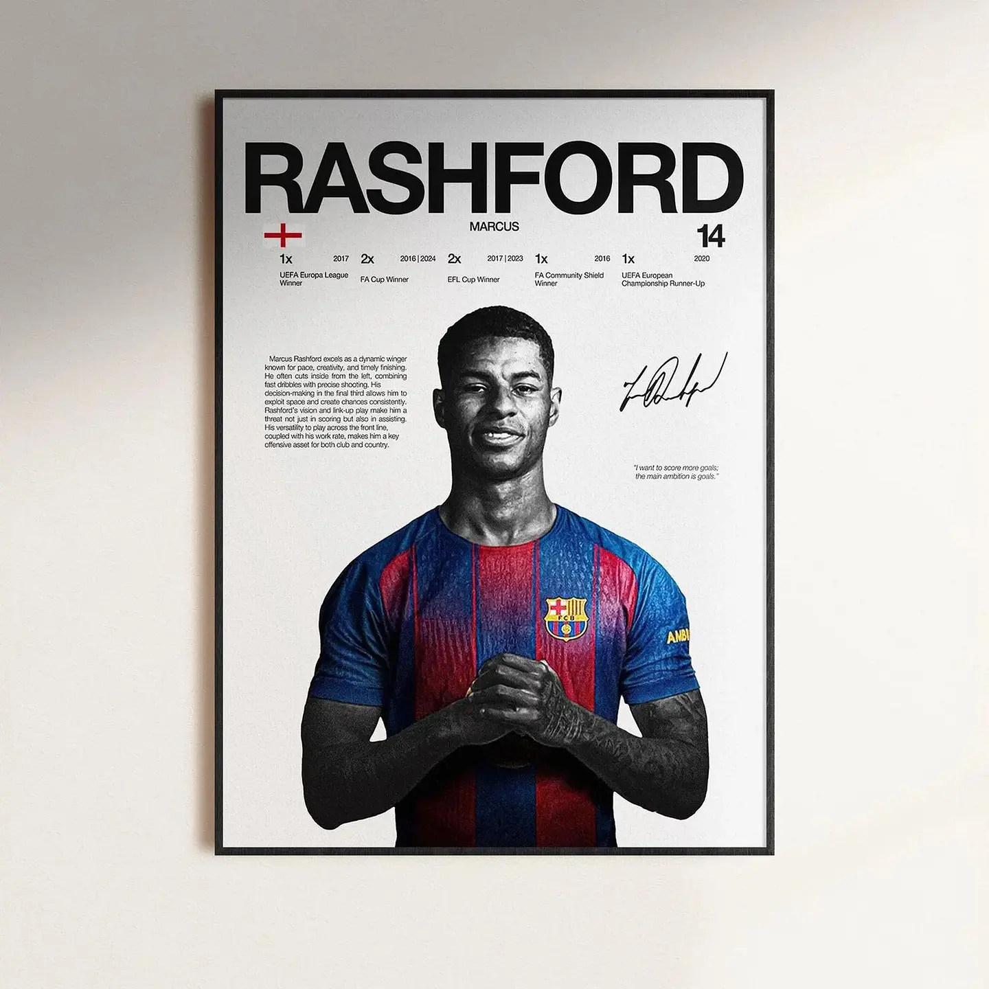 Cuadro Marcus Rashford Futbol + Marco 1