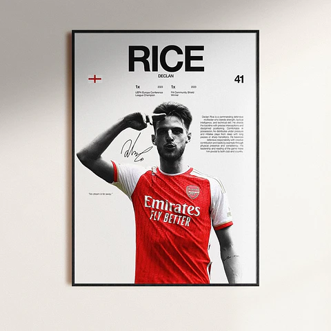 Cuadro Declan Rice Futbol + Marco