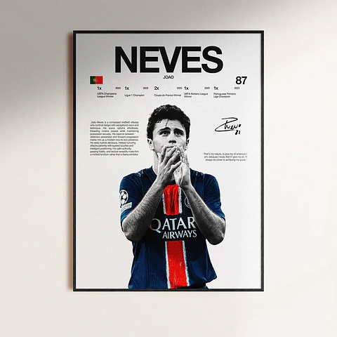 Cuadro Djoão Neves Psg Futbol + Marco