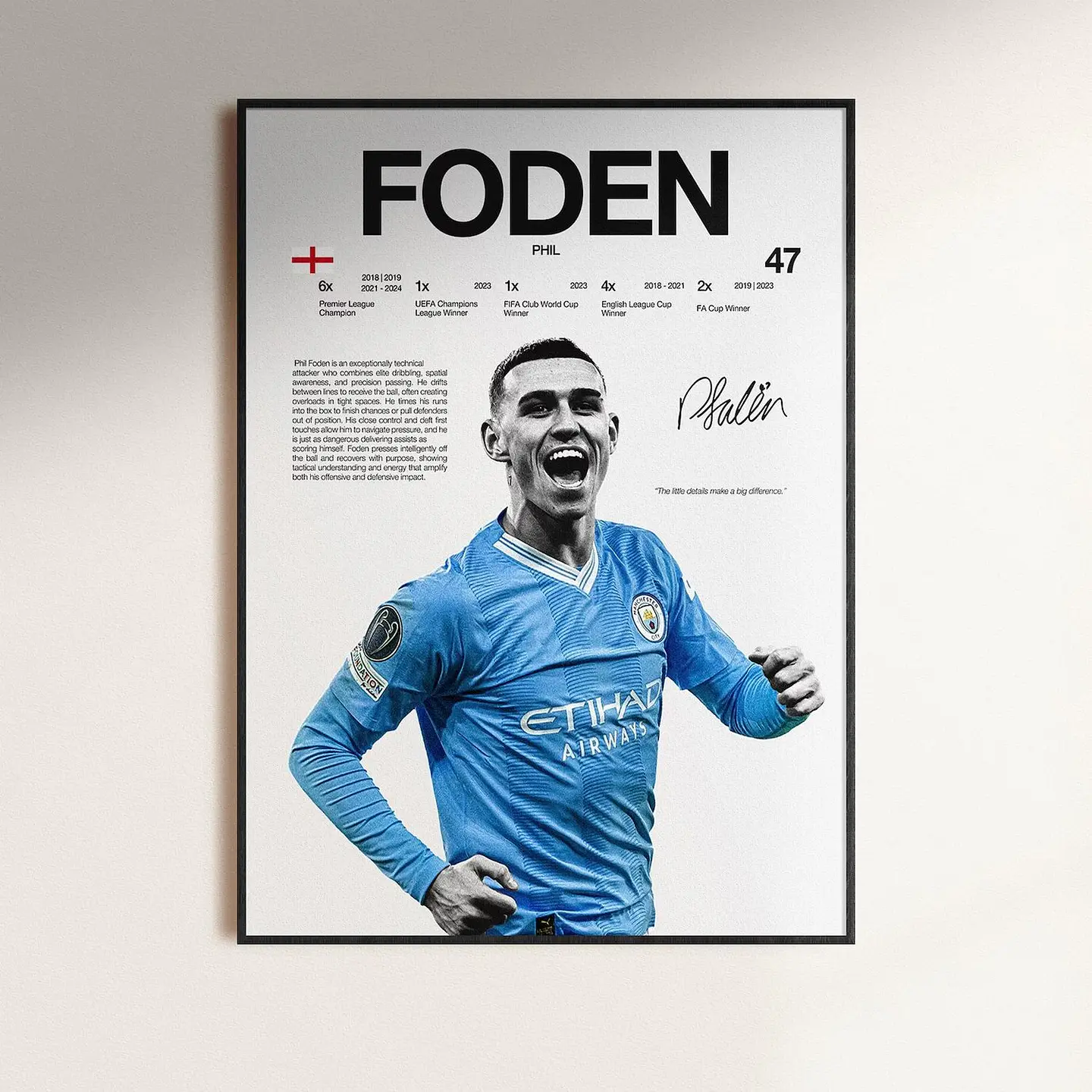 Cuadros Phil Foden Manchester City Futbol + Marco 1