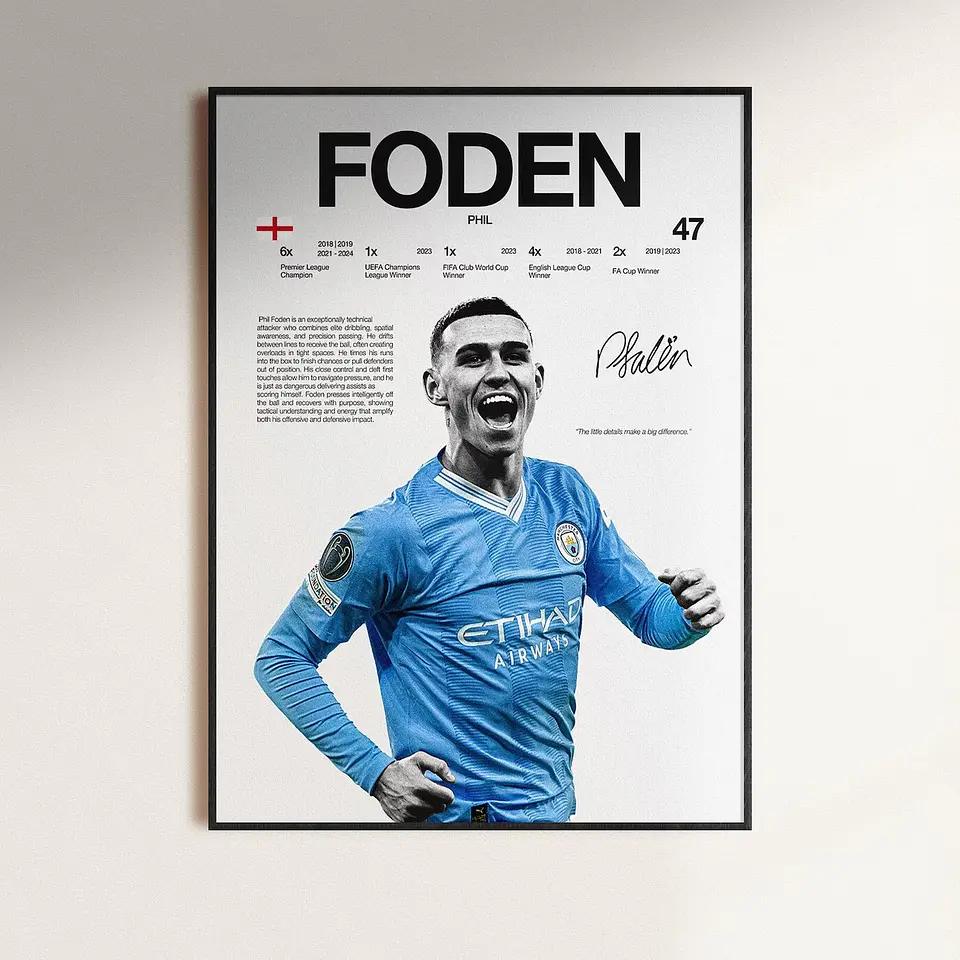 Cuadros Phil Foden Manchester City Futbol + Marco 1
