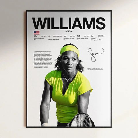 Cuadros Tenis Serena Williams Tenista + Marco