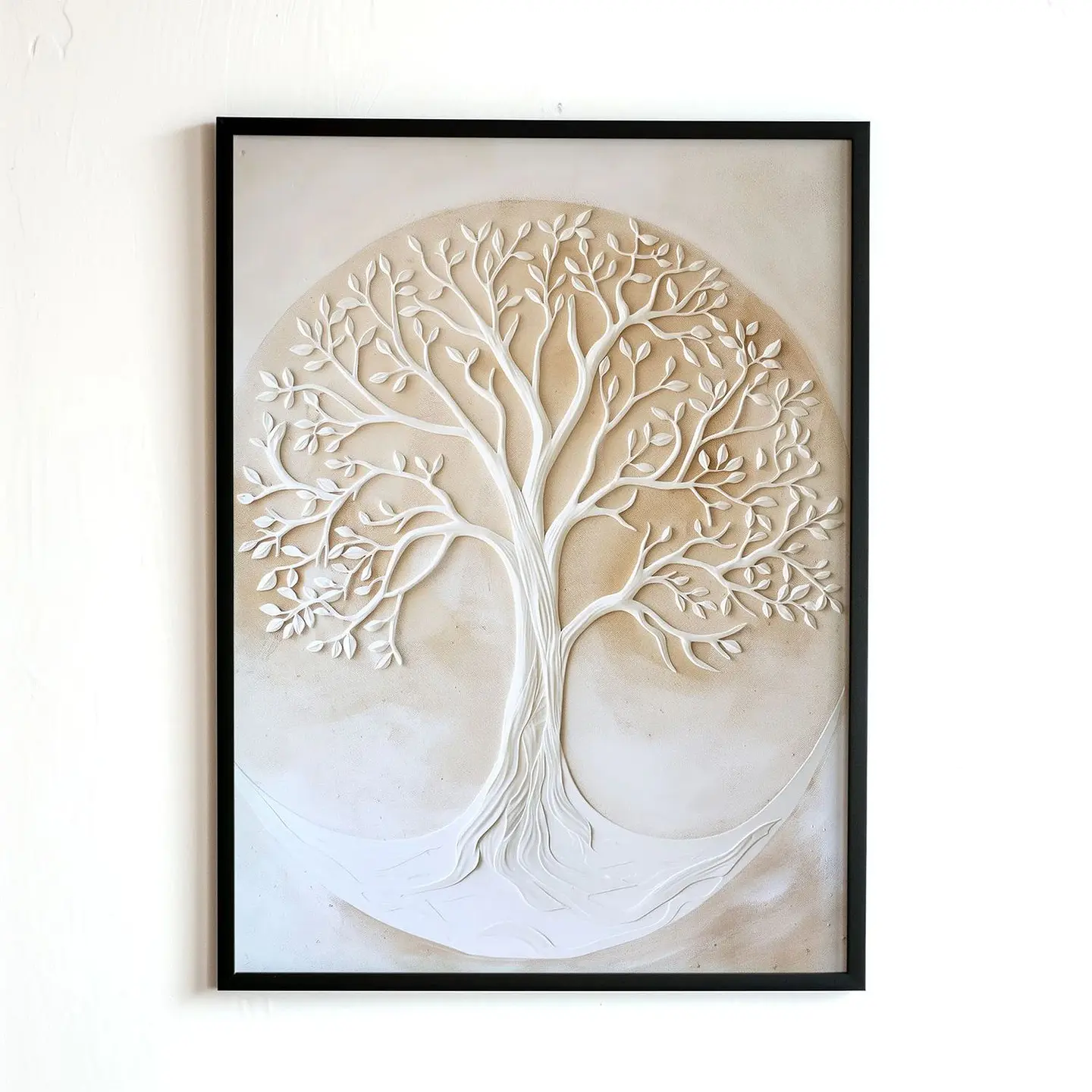 Cuadro Árbol Blanco De La Vida Decoración Living + Marco 1