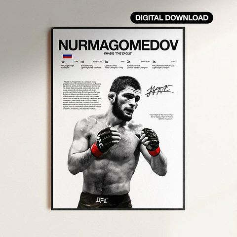 Cuadro Khabib Nurmagomedov UFC Peleador MMA + Marco