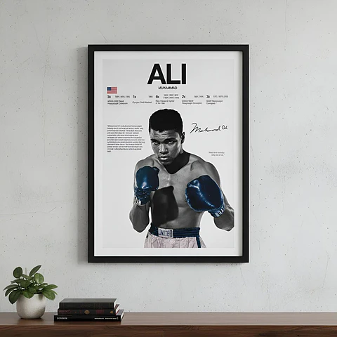 Cuadros Leyendas Boxeo Muhammad Ali Boxeador + Marco