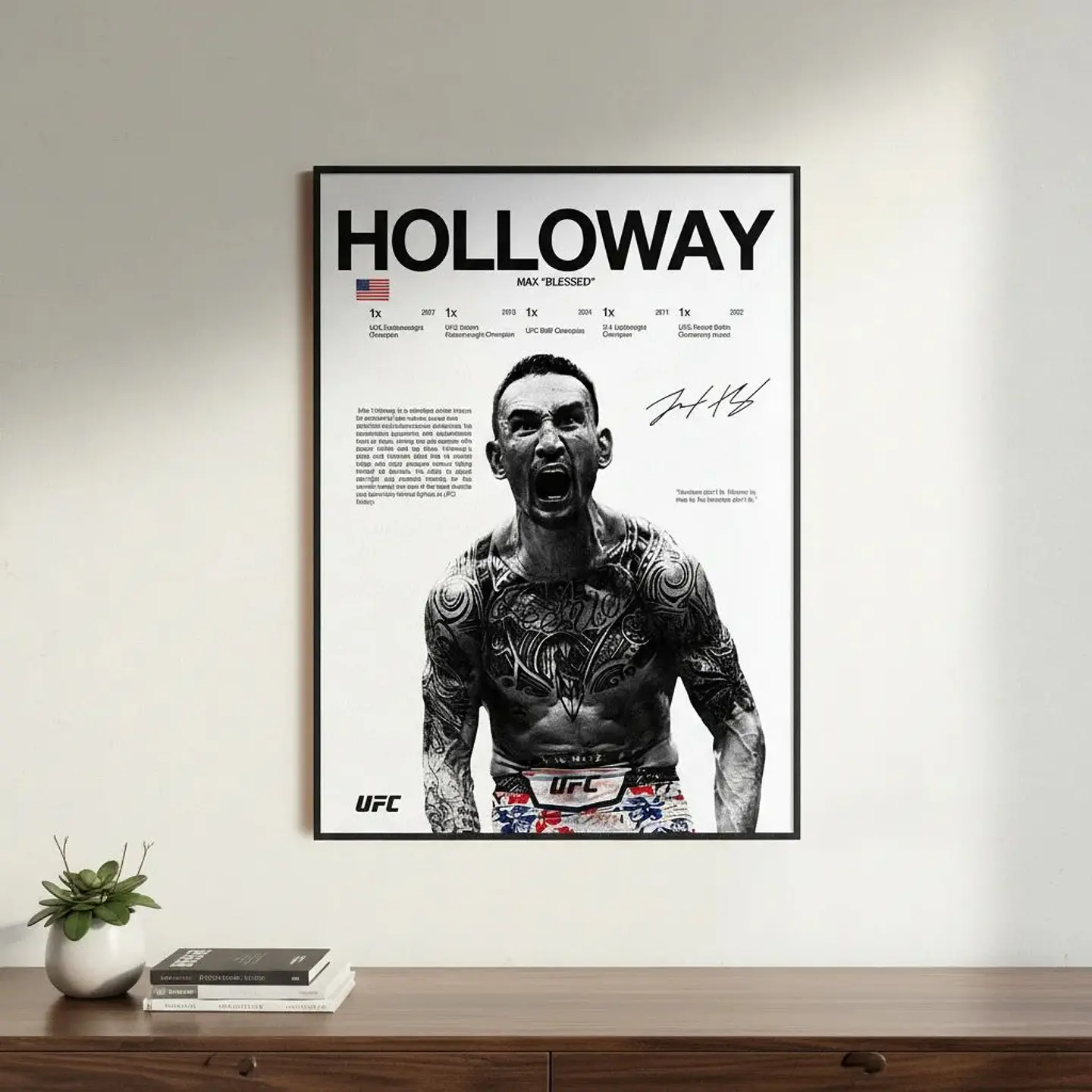 Cuadro Max Holloway Profesional Ufc Mma + Marco 1