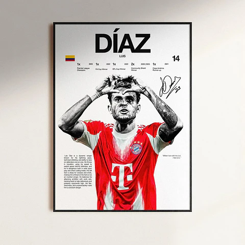 Cuadro Luis Díaz Colombiano Futbol + Marco