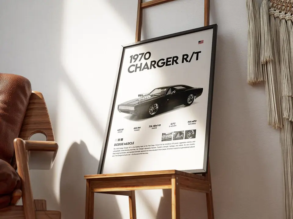 Cuadro Auto Dodge Charger R/t De 1970 + Marco 2