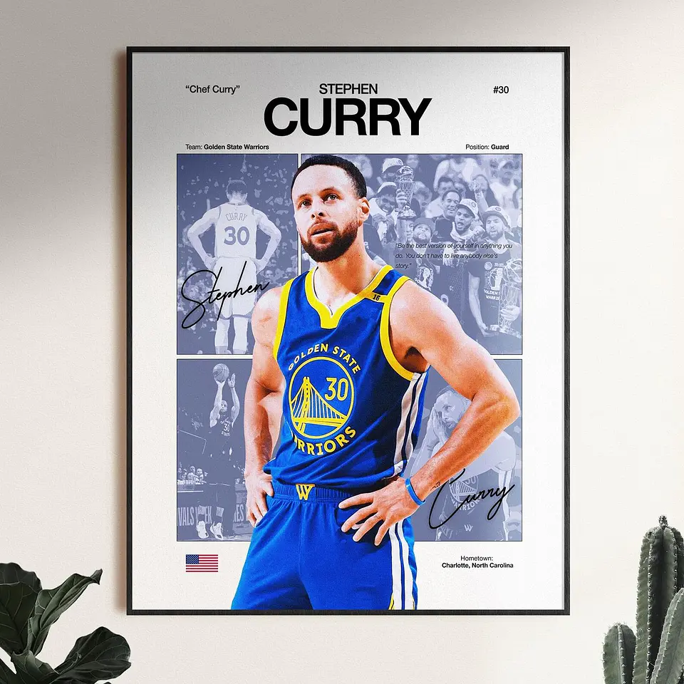 Cuadro Stephen Curry Golden State Warriors + Marco 1