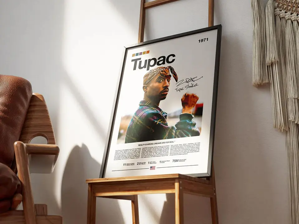 Cuadros De Tupac Shakur Rap 2pac Hip Hop 90 West Coast Rap + Marco 2