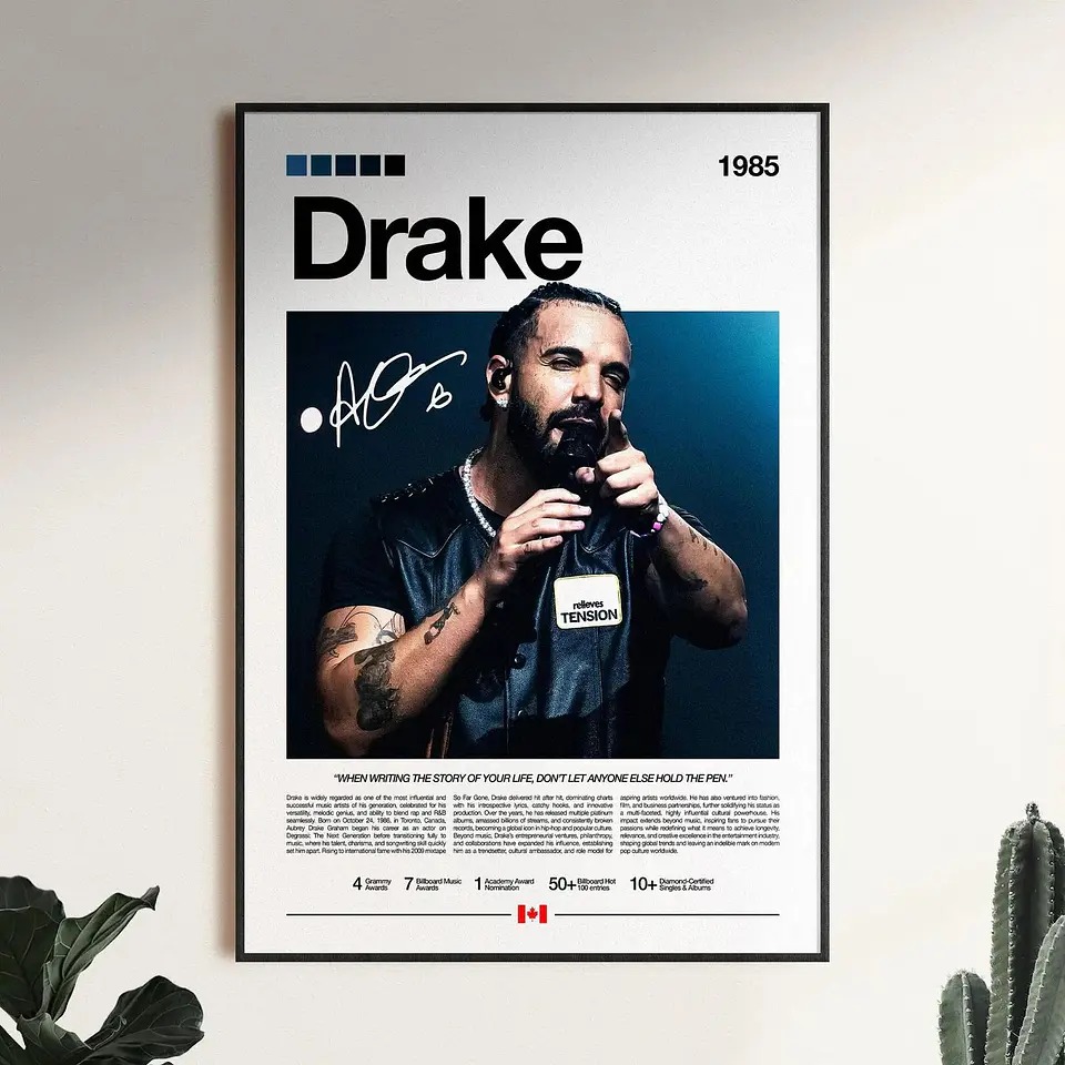 Cuadro De Drake Hip Hop Rap + Marco 2