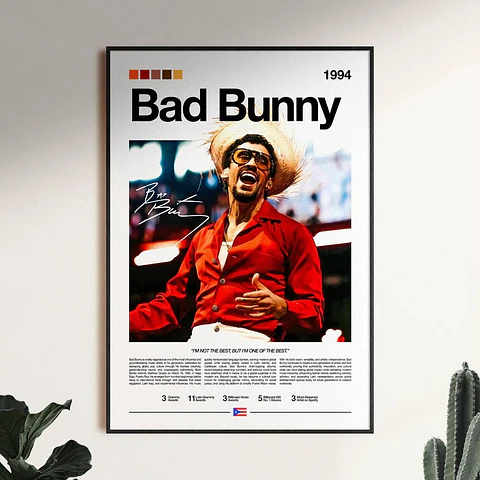Cuadro Bad Bunny Reguetón + Marco
