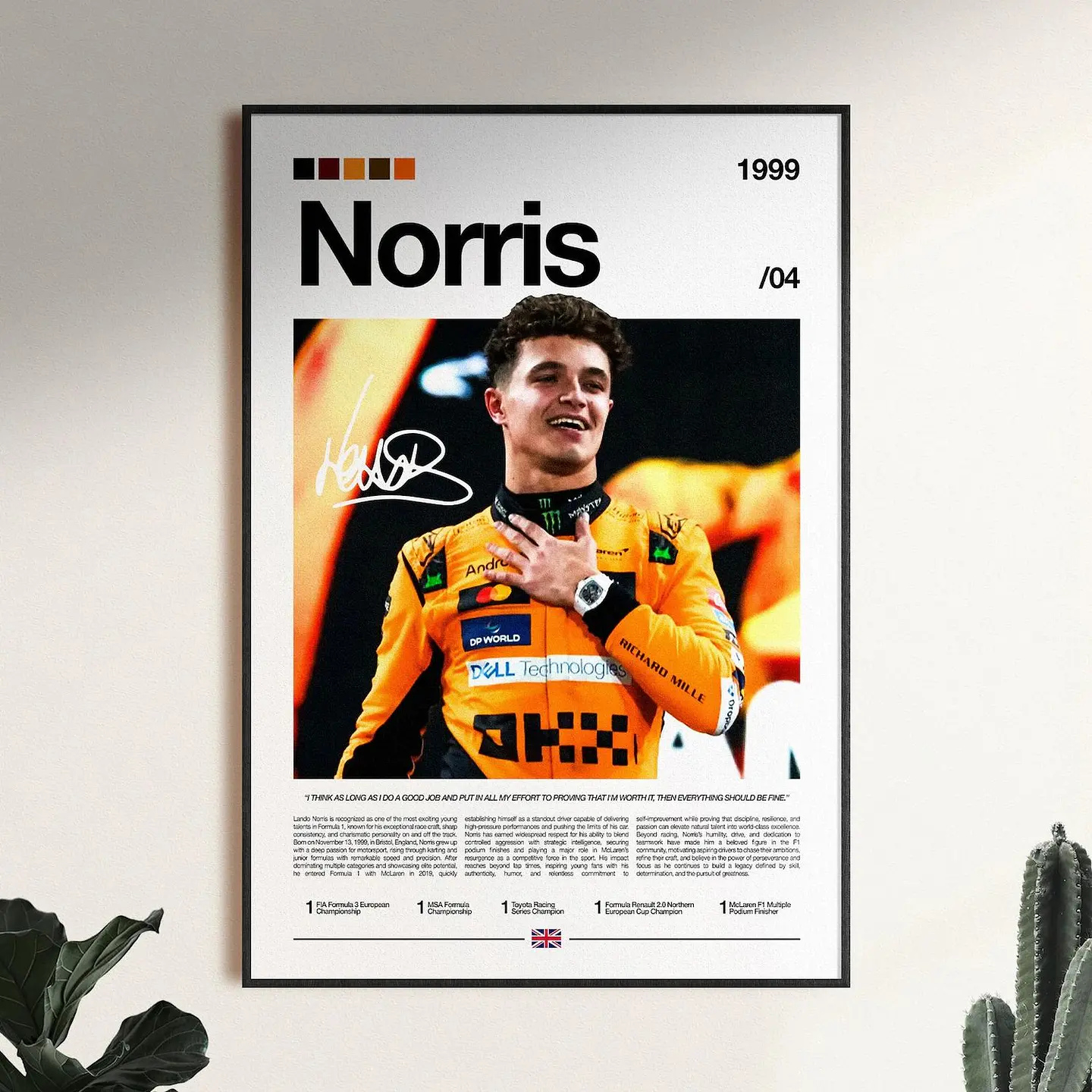 Cuadro campeon Mclaren f1 Lando Norris 4 Formula 1 + Marco 2