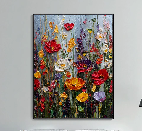 Cuadro “Silvestre Jardín Colorido”  Paisaje Floral Estilo Decoración Living