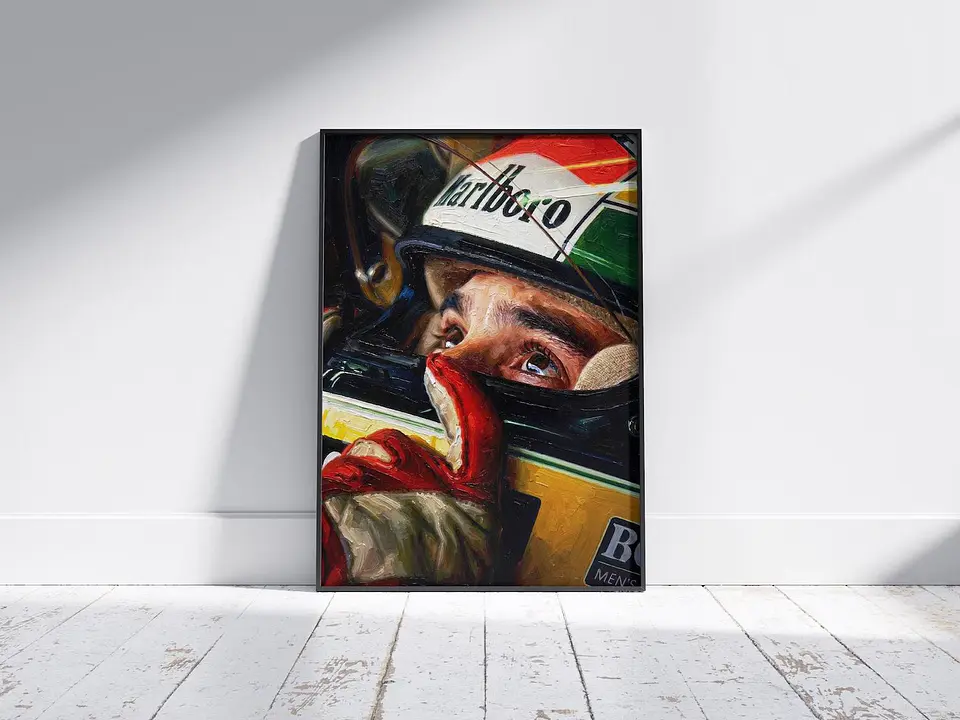 Cuadro Retrato De Ayrton Senna F1 2026  + Marco 1