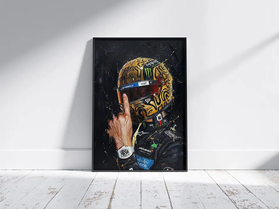 Cuadro De Lando Norris Estilo Oleo I 4 Mclaren + Marco 1