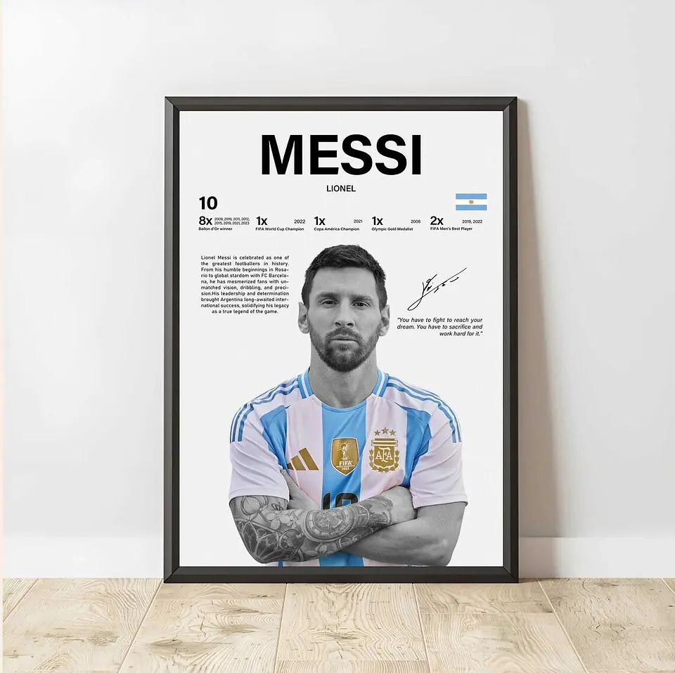Cuadros Lionel Messi Futbol + Marco 1