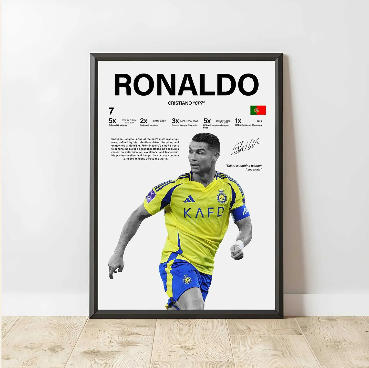 Set de 3 Cuadros de Cristiano Ronaldo CR7 Futbol + Marco 3