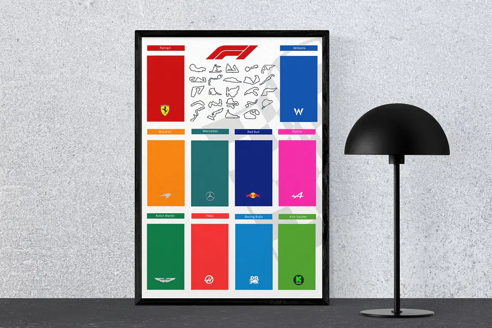 cuadro formula 1 equipos y pistas f1 + Marco 1