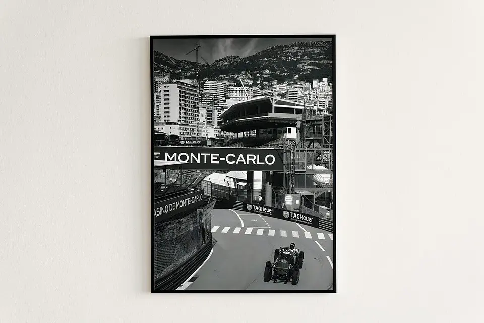 Set de Cuadros Fórmula 1 GP Mónaco Vintage f1 + Marco 2