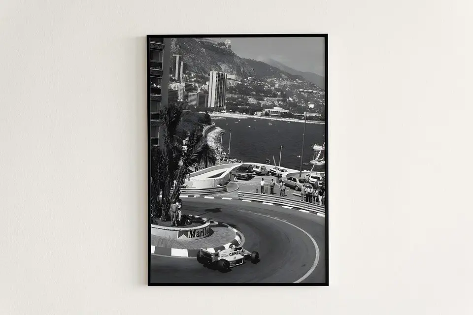 Set de Cuadros Fórmula 1 GP Mónaco Vintage f1 + Marco 4