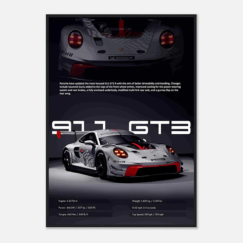 Cuadro Auto Porsche 911 GT3 Especial Edición  + Marco