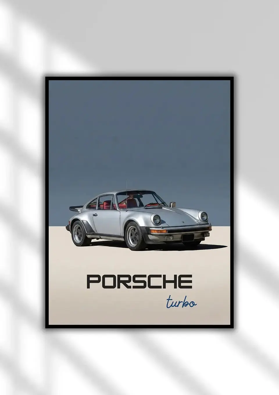 Cuadro Porsche 911 Turbo Plateado Deportivo + Marco 1