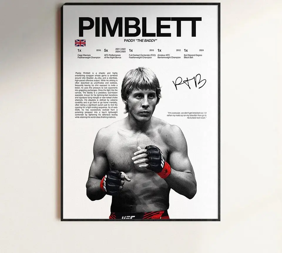 Cuadro De Paddy Pimblett Ufc II Peleador Mma + Marco 1