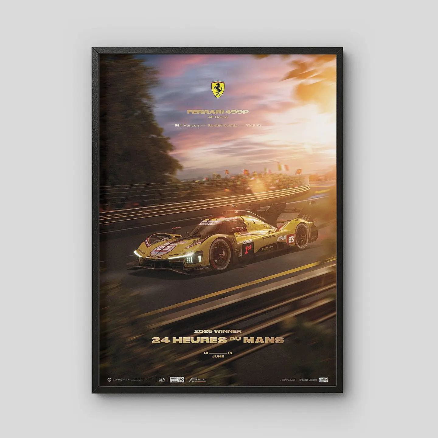 Cuadro Auto Ferrari 499P AF Corse Campeón - 24 Horas Le Mans + Marco 1
