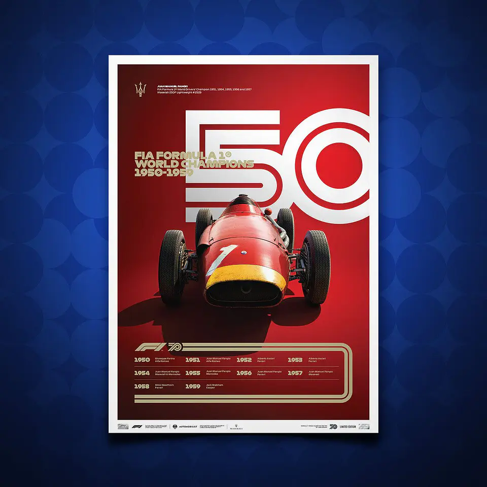Cuadro Auto Maserati 1950s Campeón De F1 + Marco 1