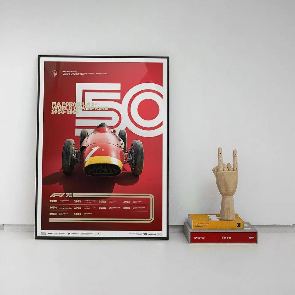 Cuadro Auto Maserati 1950s Campeón De F1 + Marco 2