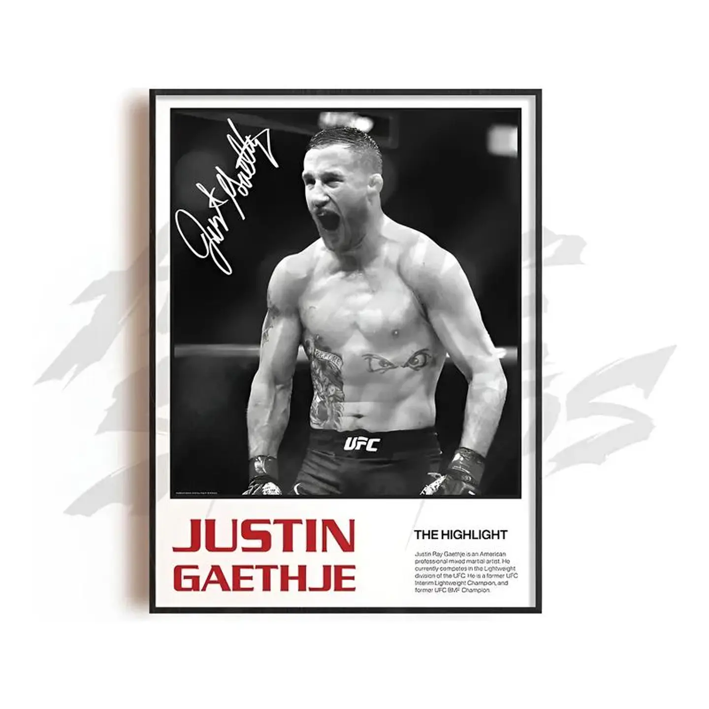 Cuadro de Justin Gaethje UFC V  Peleador MMA + Marco 1