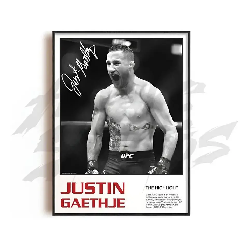 Cuadro de Justin Gaethje UFC V  Peleador MMA + Marco 1