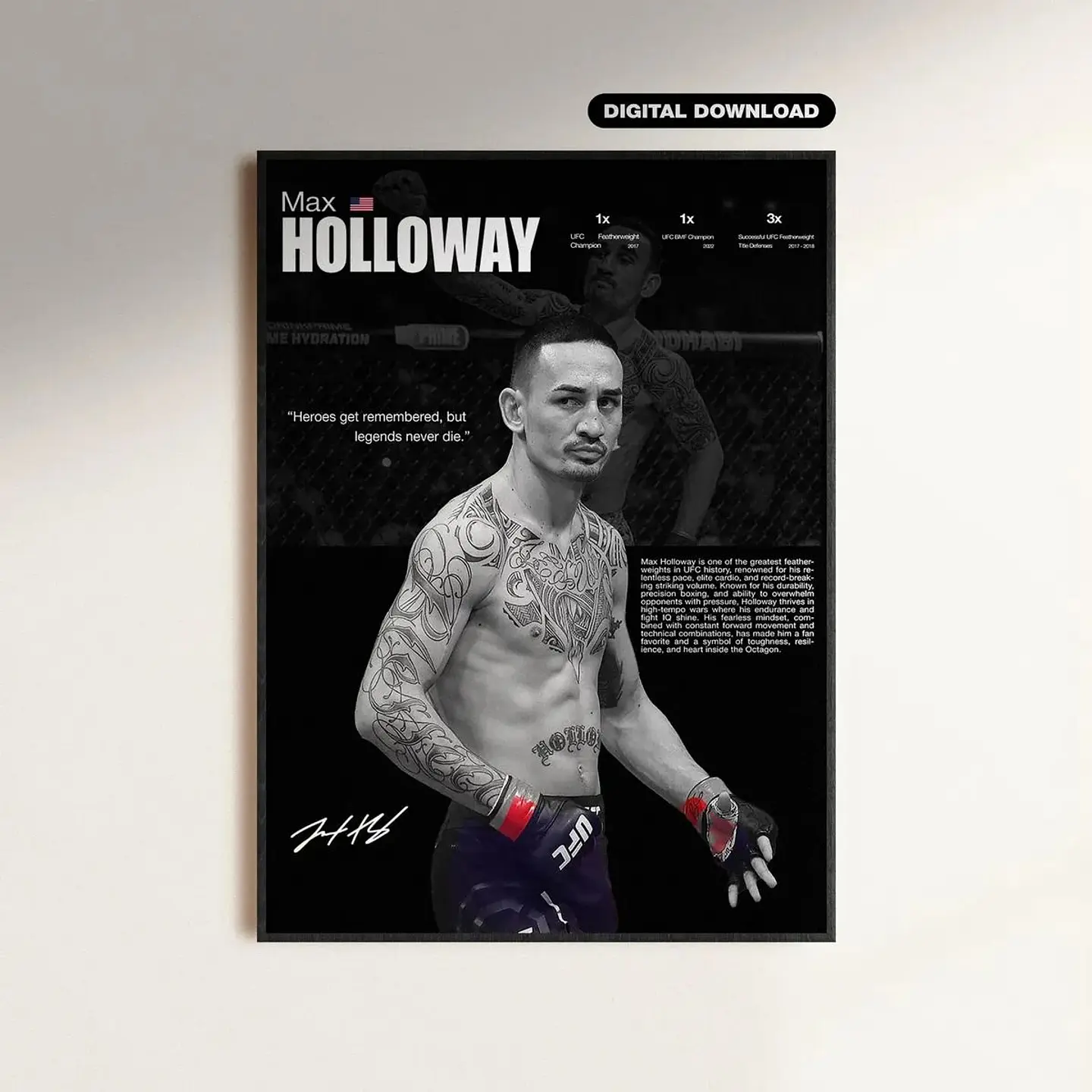 Cuadro Max “Blessed” Holloway Profesional II  UFC MMA + Marco 1