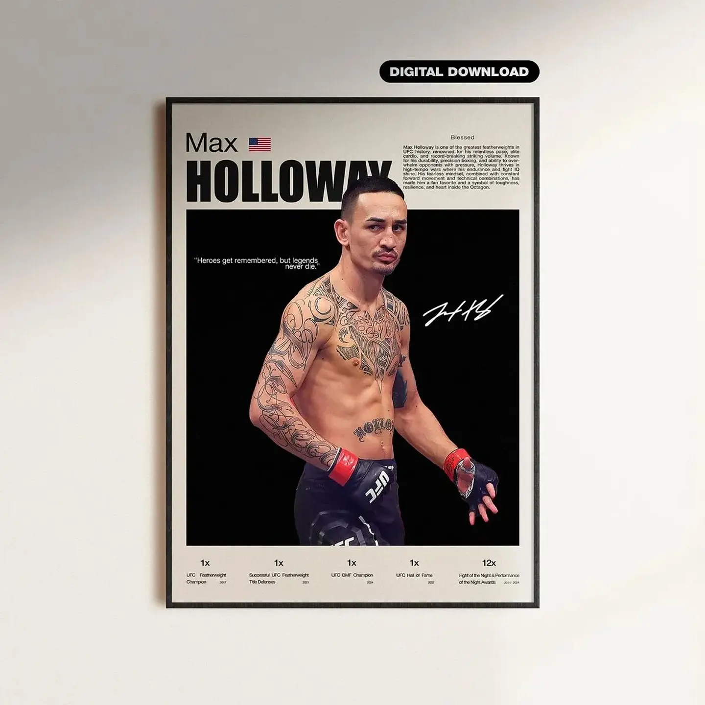 Cuadro Max “Blessed” Holloway Profesional III  UFC MMA + Marco 1