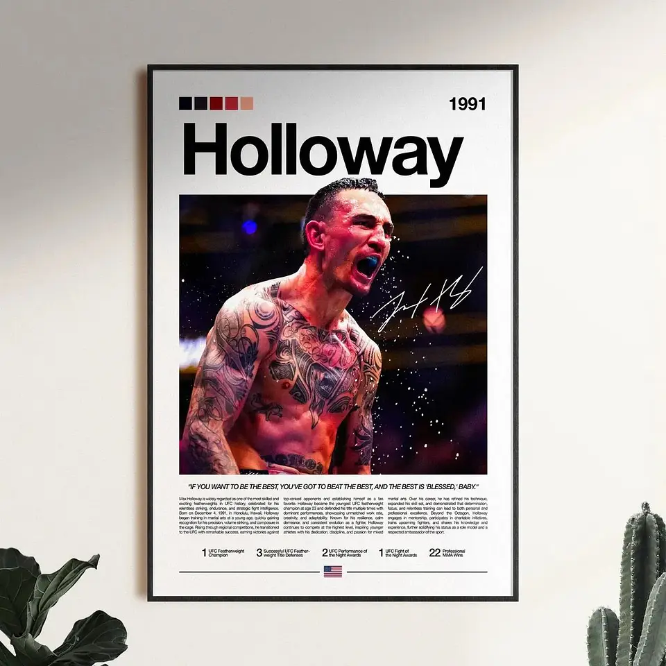 Cuadro Max “Blessed” Holloway Profesional IV  UFC MMA + Marco 1