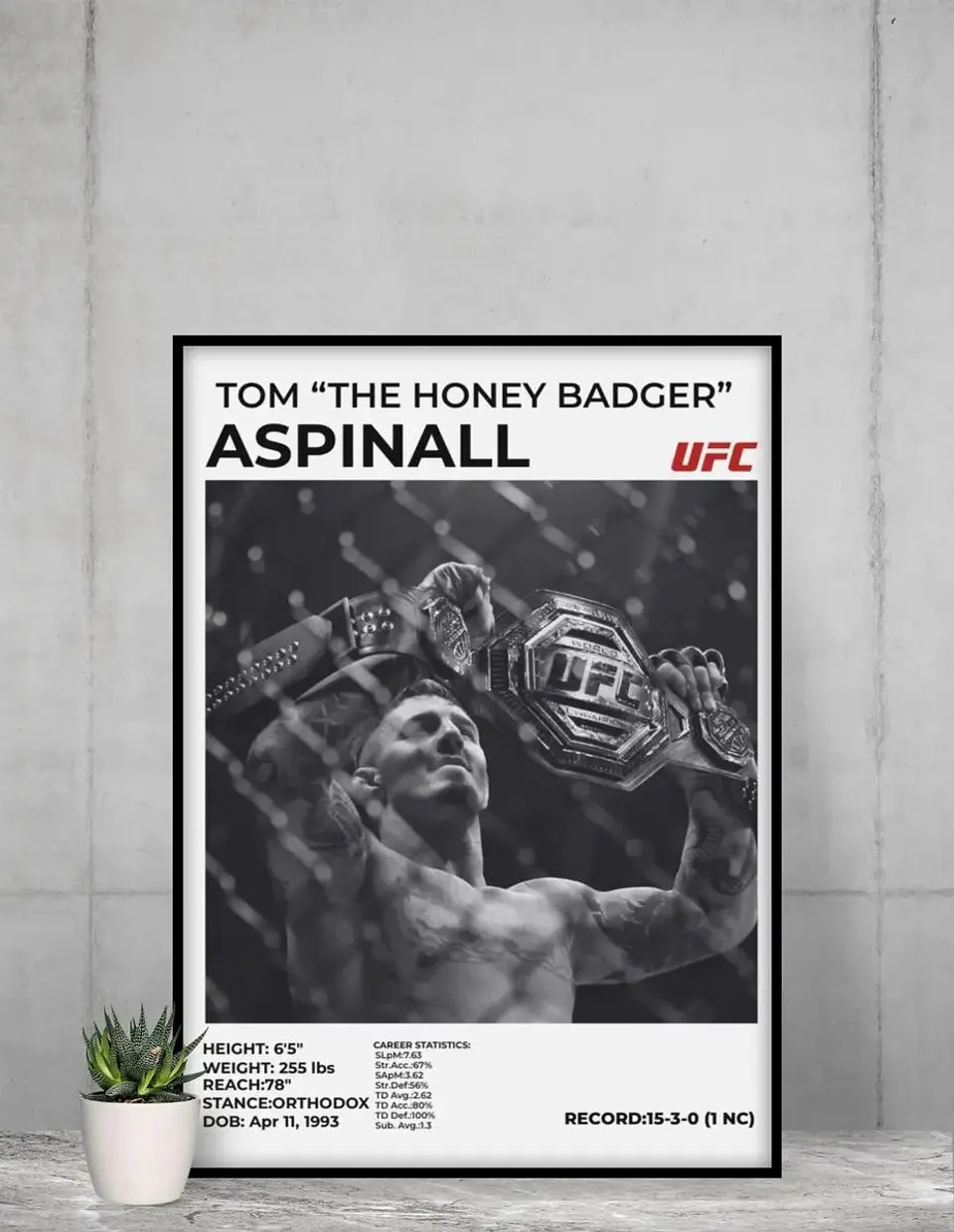 Cuadros De Peleador Tom Aspinall V Ufc Mma + Marco 1